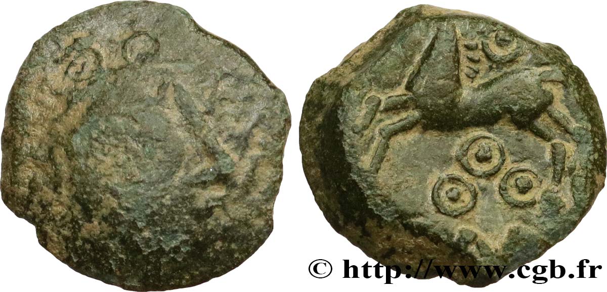 GALLIA BELGICA - REMI (Area of Reims) Bronze au cheval et aux annelets VF/AU