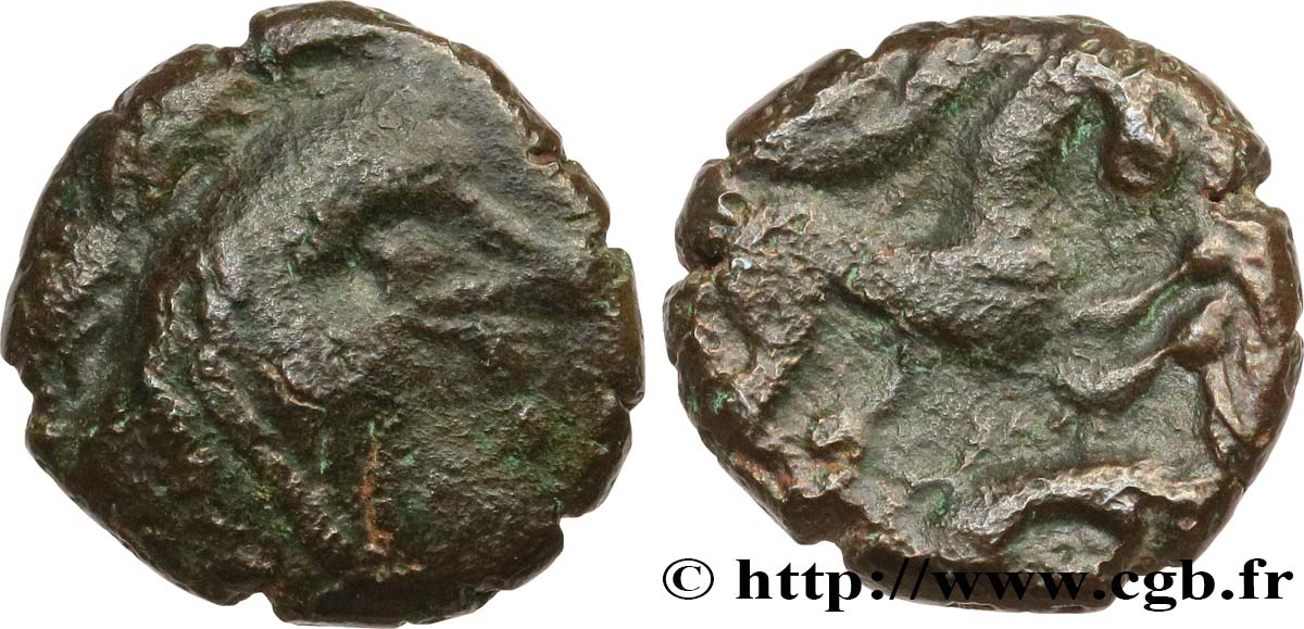 GALLIA BELGICA - AMBIANI (Regione di Amiens) Bronze au cheval et au sanglier, DT. 381 BB