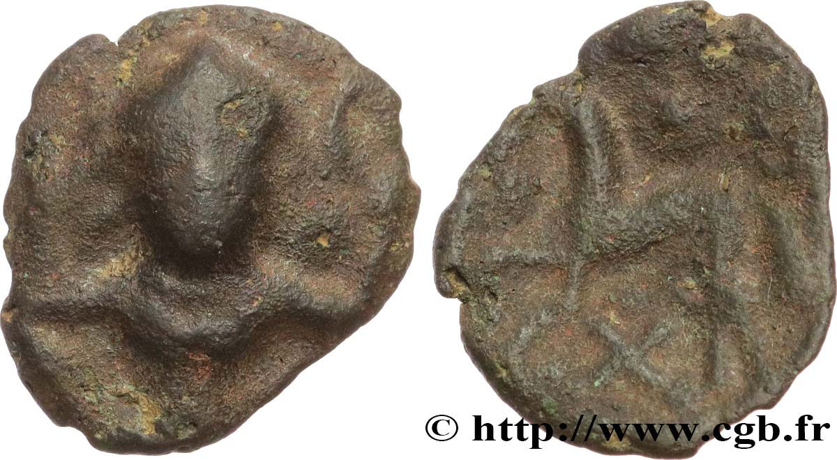 GALLIEN - BELGICA - AMBIANI (Region die Amiens) Bronze au personnage de face et aux torques fSS