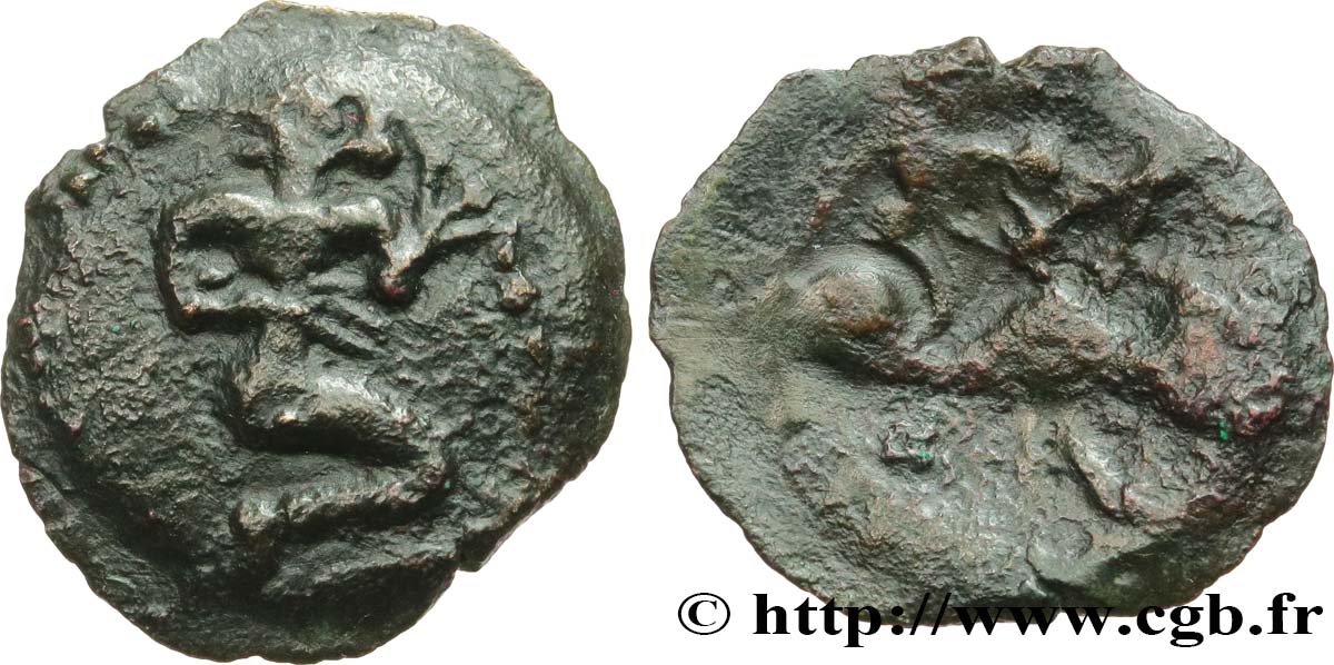GALLIA - BELGICA - BELLOVACI (Regione di Beauvais) Bronze au personnage agenouillé et au sanglier q.SPL/BB