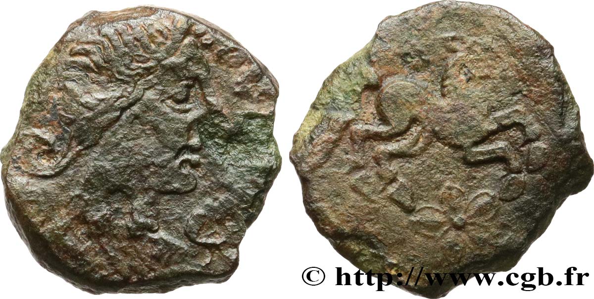 VELIOCASSES (Región de Normandia) Bronze SVTICOS, classe V à la petite tête de face BC+/BC