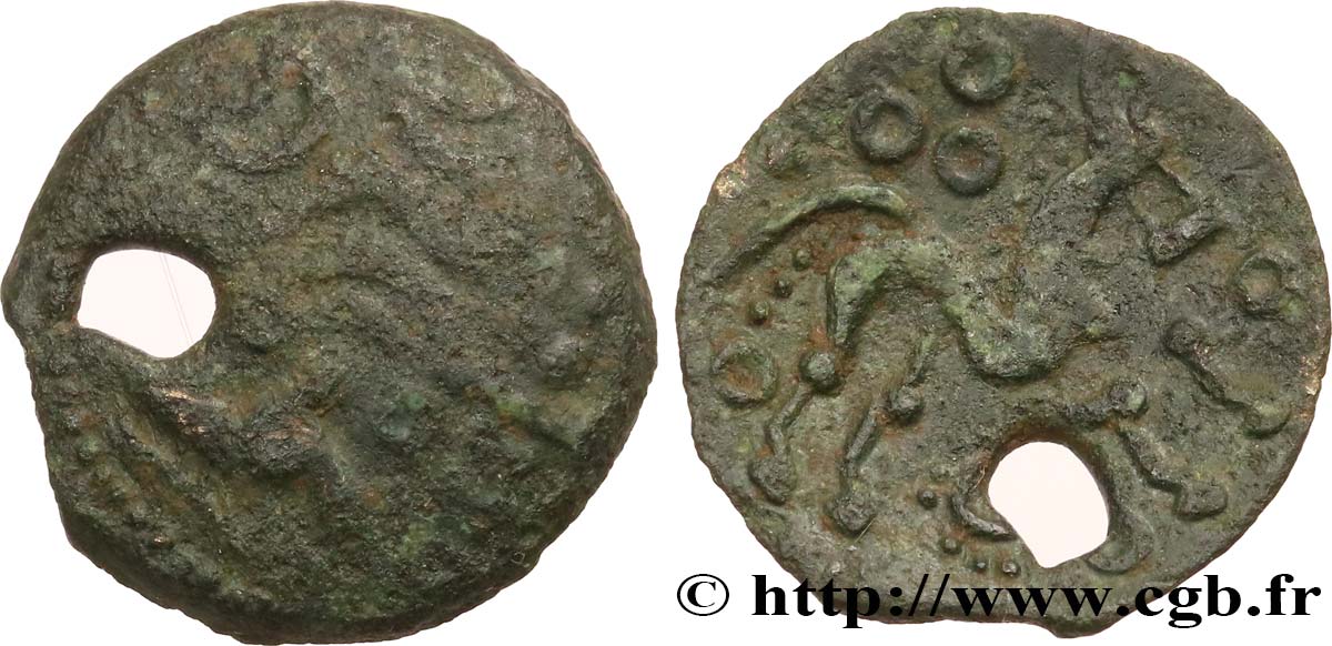 GALLIA - AULERCI EBUROVICES (Regione d Evreux) Bronze au cheval, dérivé de types belges q.BB