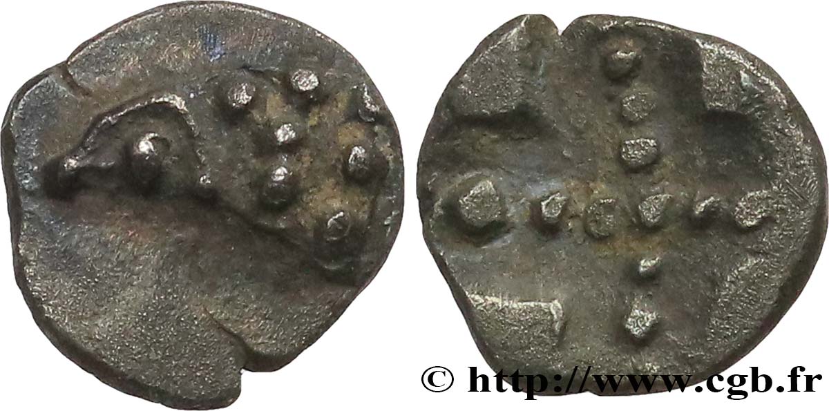 MASSALIA - MARSEILLES Tétartémorion du type du trésor d Auriol à la tête de bélier, à gauche q.SPL
