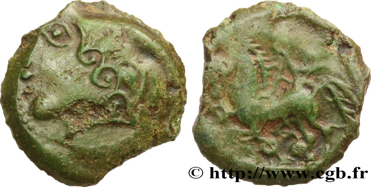 GALLIA - BITURIGES CUBI (Región de Bourges) Bronze au cheval et aux trois annelets BC+/BC