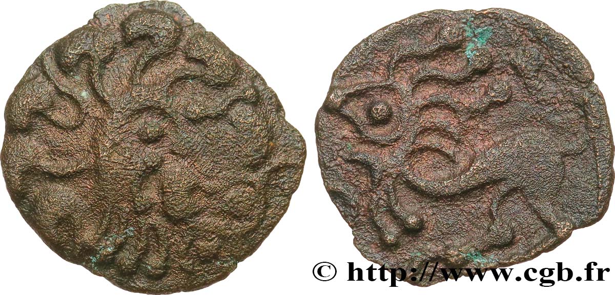 GALLIA - BELGICA - BELLOVACI (Región de Beauvais) Bronze au lion BC+