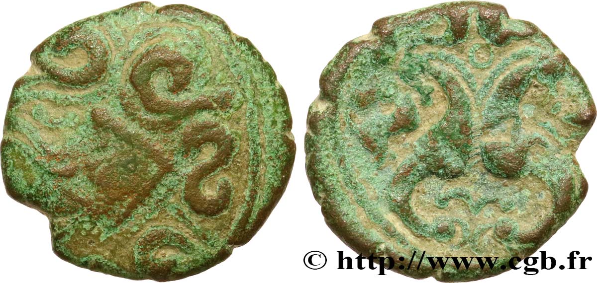 GALLIA BELGICA - AMBIANI (Regione di Amiens) Bronze aux hippocampes adossés, BN. 8526 q.BB/BB