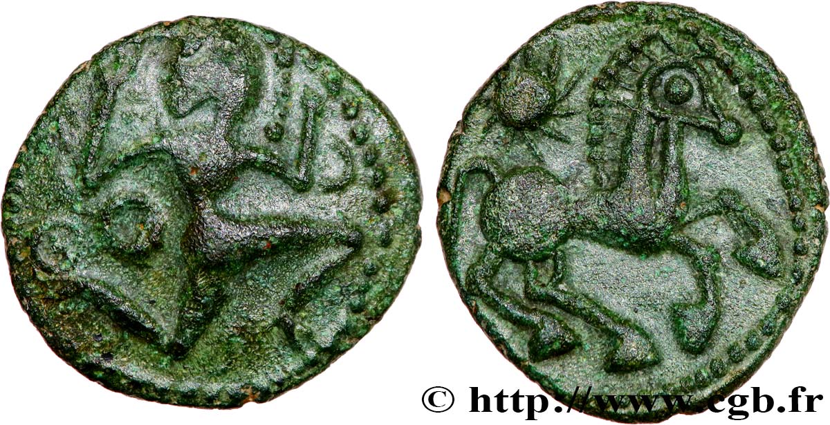 GALLIA - BELGICA - BELLOVACI (Regione di Beauvais) Bronze au personnage courant, à l’astre q.SPL/SPL