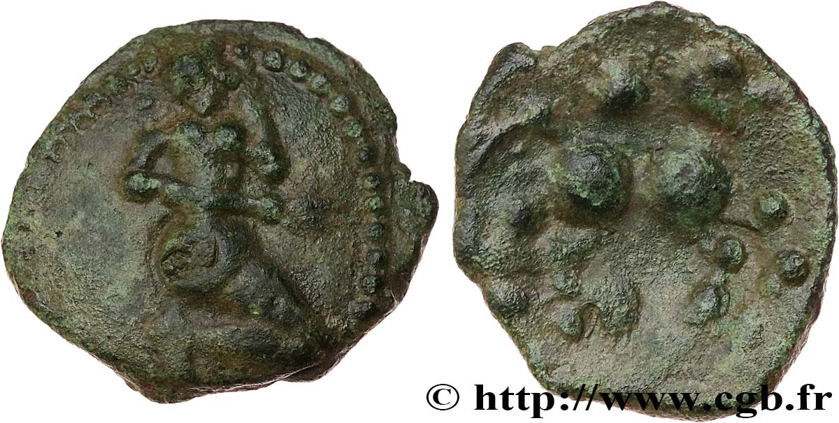 BELLOVAQUES (Région de Beauvais) Bronze au personnage agenouillé et au cheval, DT. 316 cet exemplaire TTB