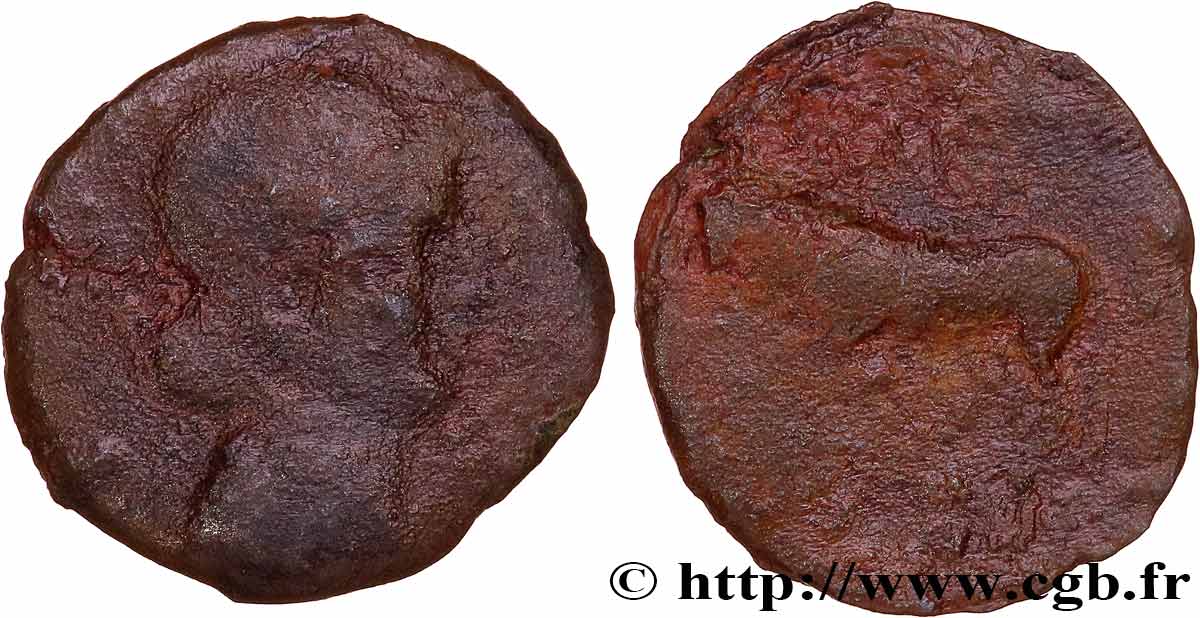 GALLIA BELGICA - REMI (Región de Reims) Bronze GERMANVS INDVTILLI au taureau (Quadrans) RC+