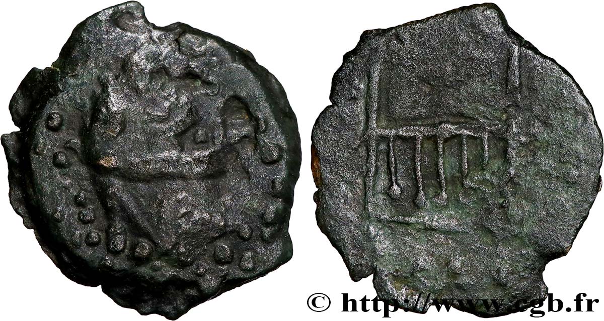GALLIA BELGICA - BELLOVACI, Inciertas Bronze, imitation de l autel de Lyon, “type de Vendeuil-Caply” BC+