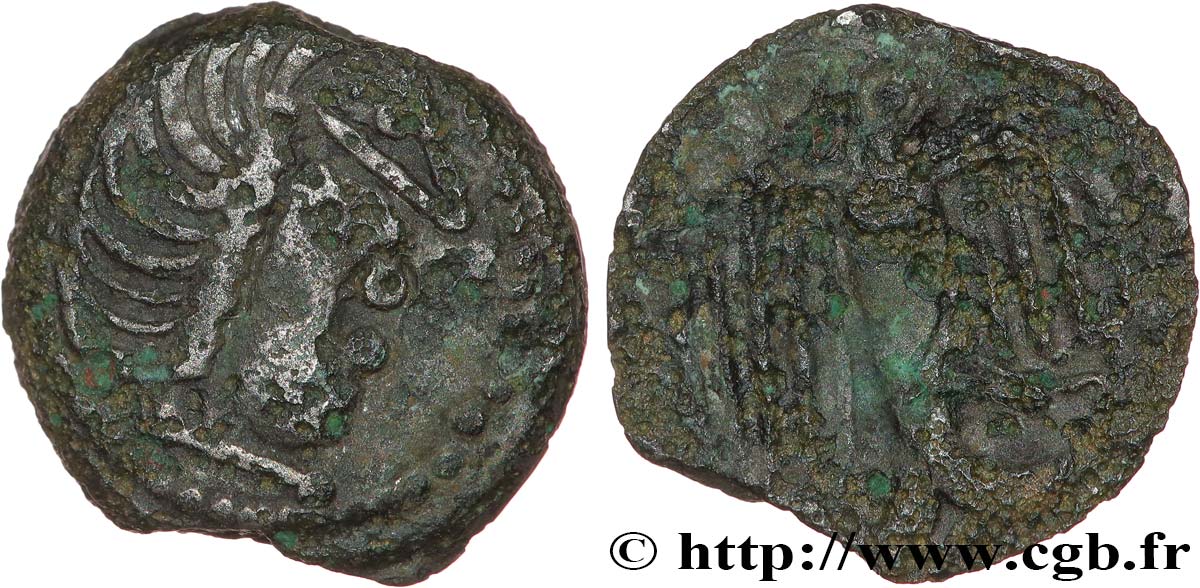 GALLIA - CARNUTES (Area of the Beauce) Bronze à l’aigle et à la rouelle, tête à droite XF/VF
