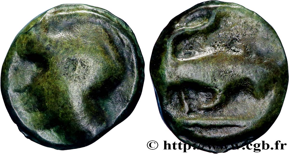 TURONES (Area of Touraine) Potin “à la tête diabolique”, taureau à droite XF