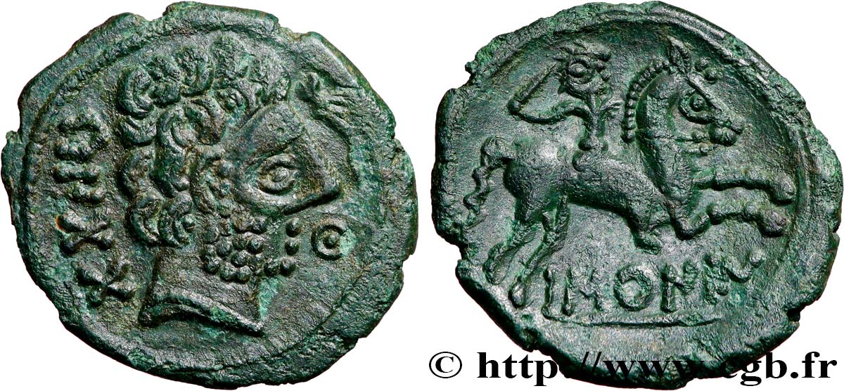 GALLIA BELGICA - AMBIANI (Regione di Amiens) Bronze IMONIN au cavalier MS