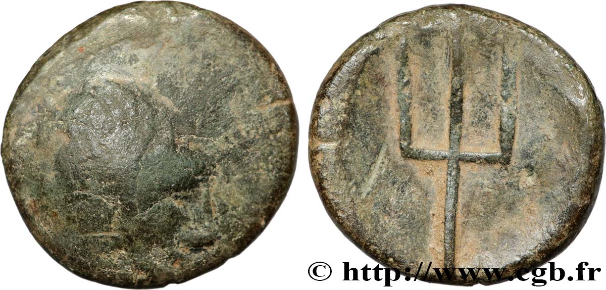 DANUBIAN CELTS - IMITATIONS OF THE TETRADRACHMS OF PHILIP II AND HIS SUCCESSORS Unité de bronze au trident VF/XF