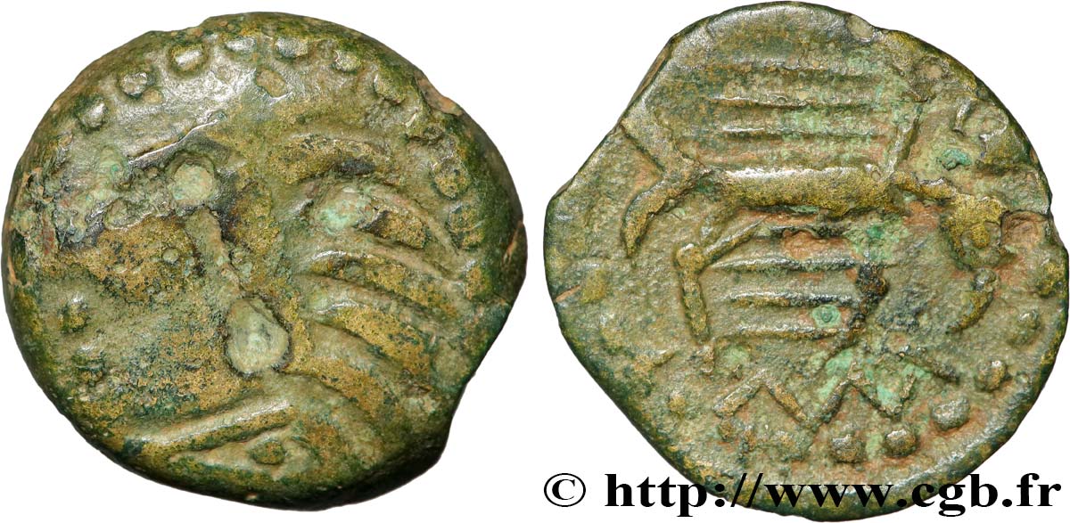 GALLIA - CARNUTES (Regione della Beauce) Bronze à l’aigle et à la rouelle, tête à gauche BB