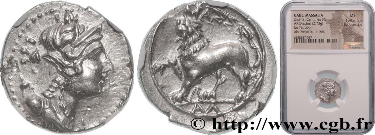 MASSALIA - MARSEILLES “Drachme légère” ou tétrobole, lion à gauche EBC/SC