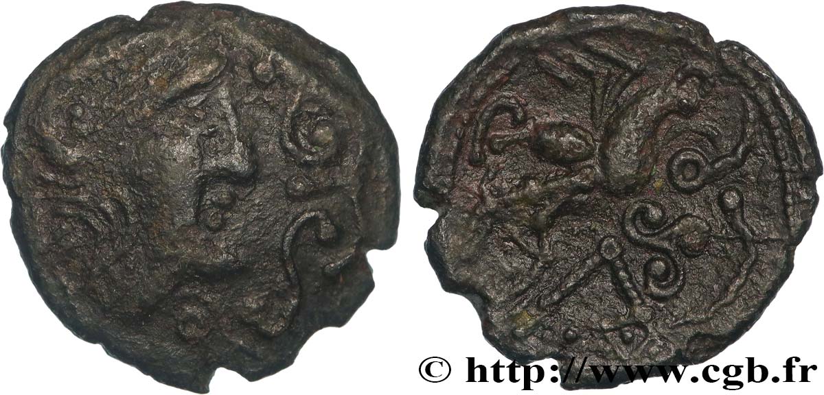 GALLIA BELGICA - BELLOVACI (Area of Beauvais) Bronze au coq, “type de Lewarde” DT.518 XF