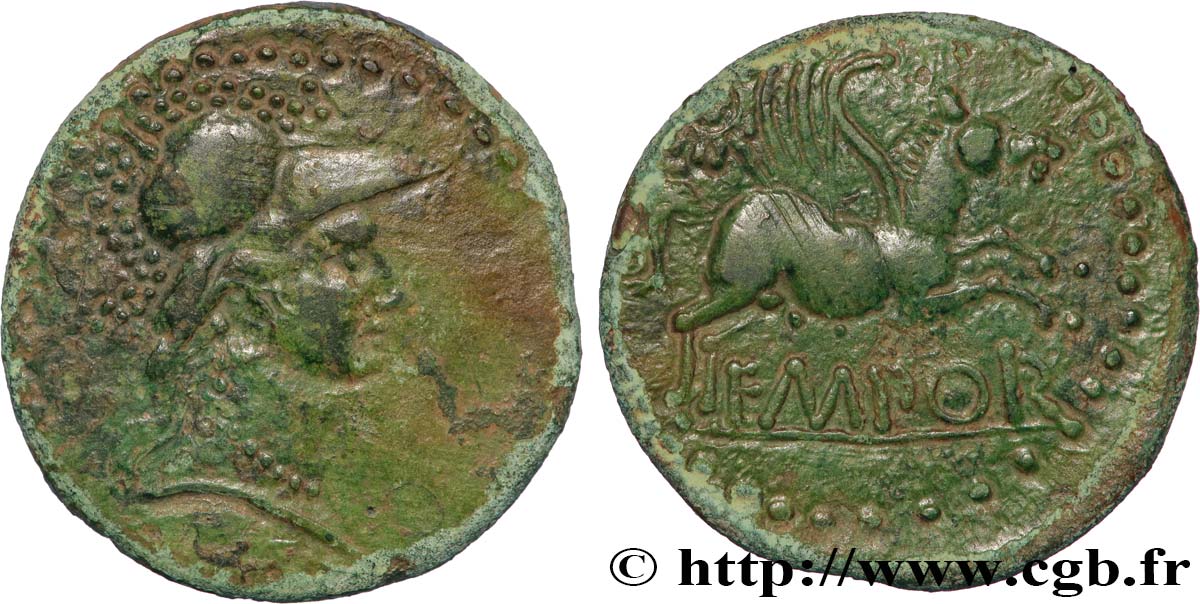 INDIGETES - EMPORIA / UNTIKESKEN (Province de Gérone - Ampurias) Unité de bronze ou as, légende latine TTB