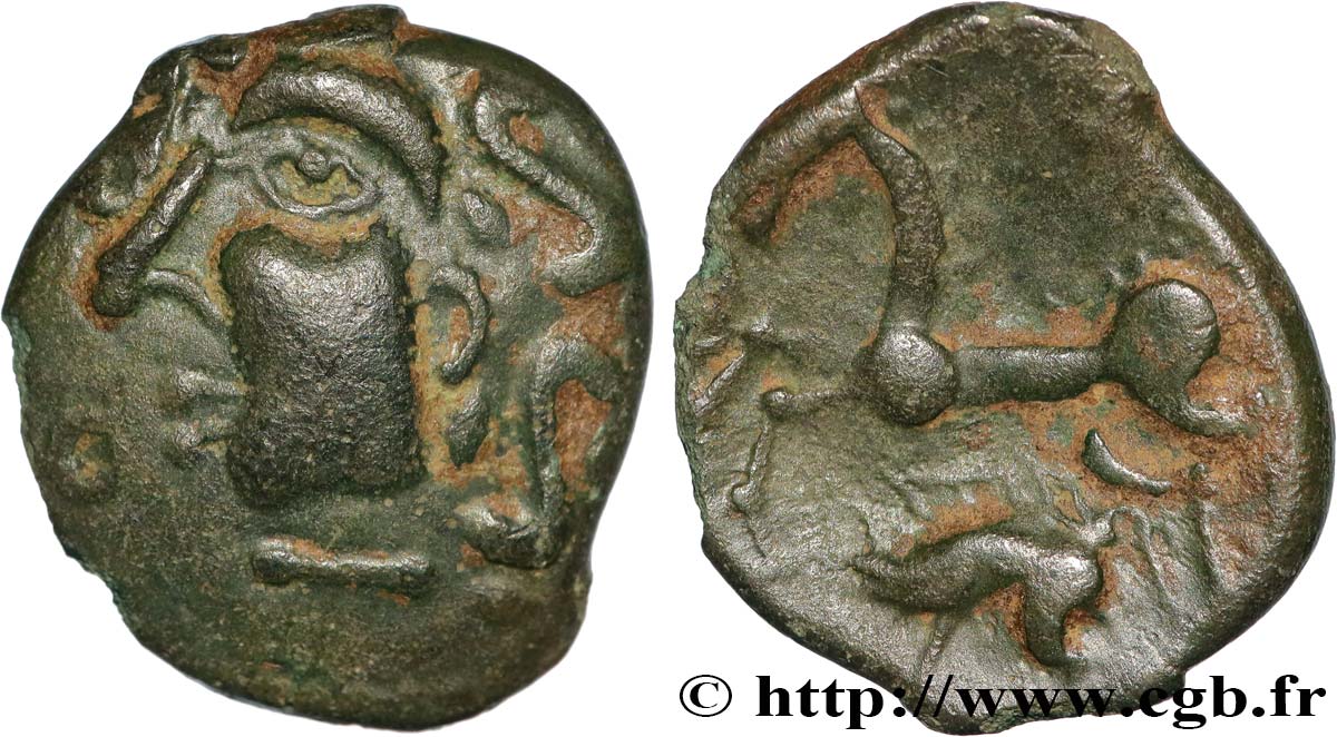 GALLIA - AULERCI EBUROVICES (Area of Évreux) Bronze au cheval et au sanglier AU/XF