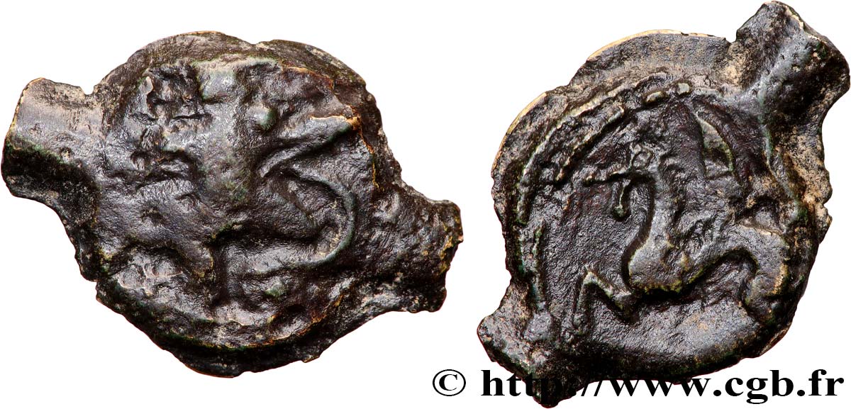 BITURIGES CUBI, UNBEKANNT Bronze au loup et au pégase à gauche, à la croix bouletée - de Levroux SS