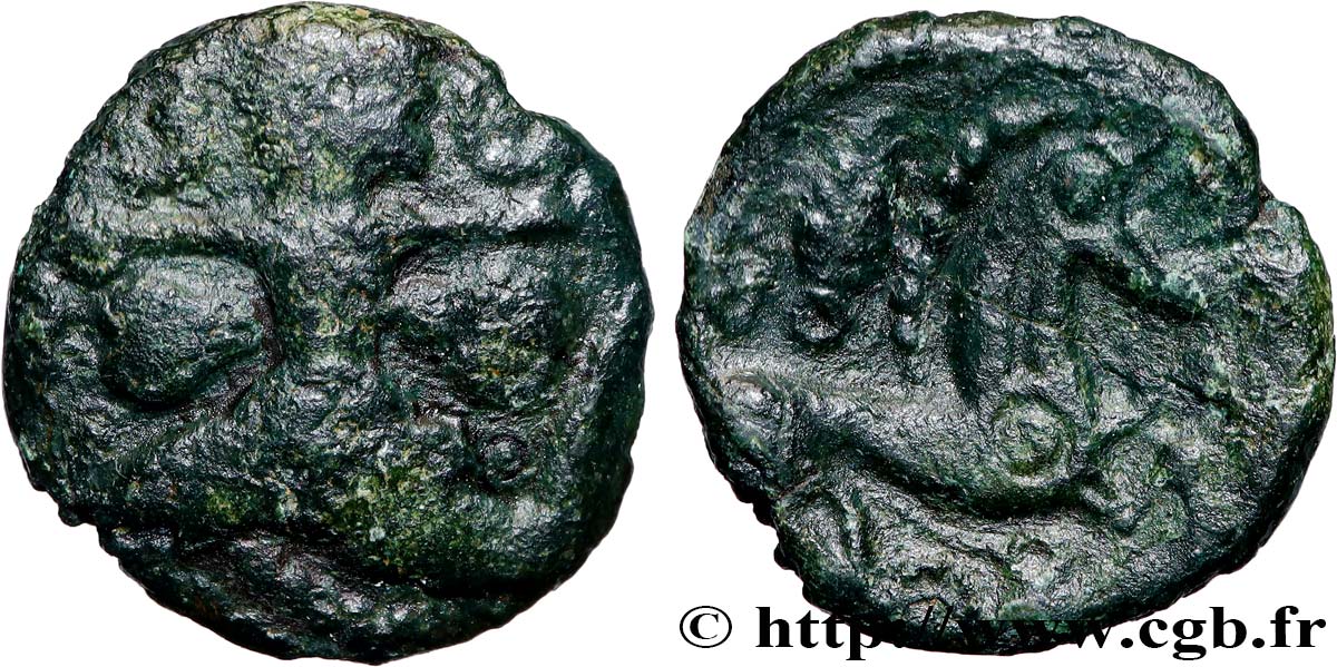 GALLIA - BELGICA - BELLOVACI (Regione di Beauvais) Bronze au personnage courant, aux feuilles et aux épis BB