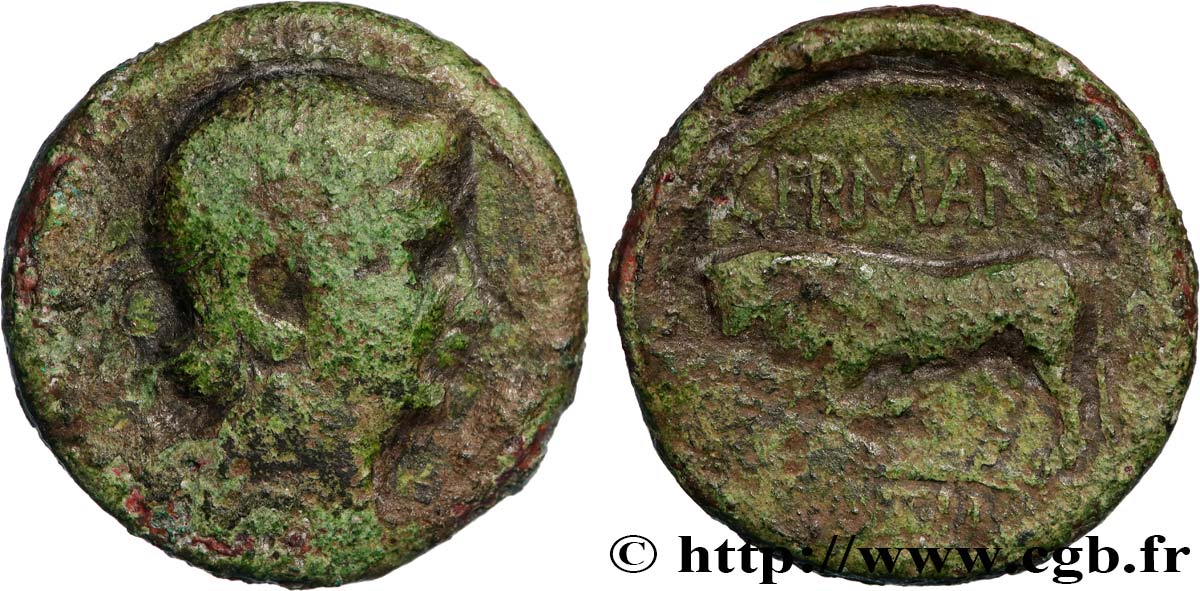 GALLIEN - BELGICA - REMI (Region die Reims) Bronze GERMANVS INDVTILLI au taureau (Quadrans)EAUCTION S