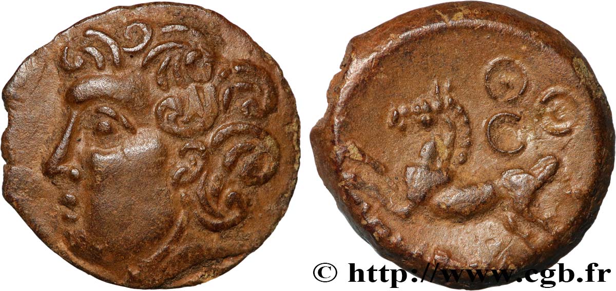 BITURIGES CUBES (Région de Bourges) Bronze ABVDOS aux trois annelets pointés TTB+