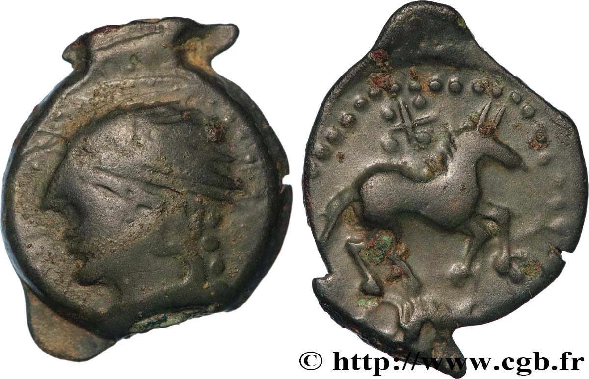 GALLIA - CARNUTES (Región de la Beauce) Bronze au cheval et au sanglier BC+/MBC