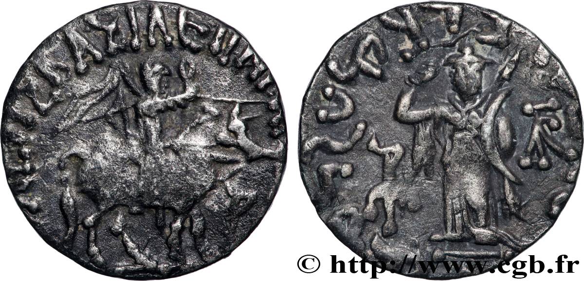 SCYTHIE - ROYAUME INDO-SCYTHE - AZÈS Drachme bilingue TTB