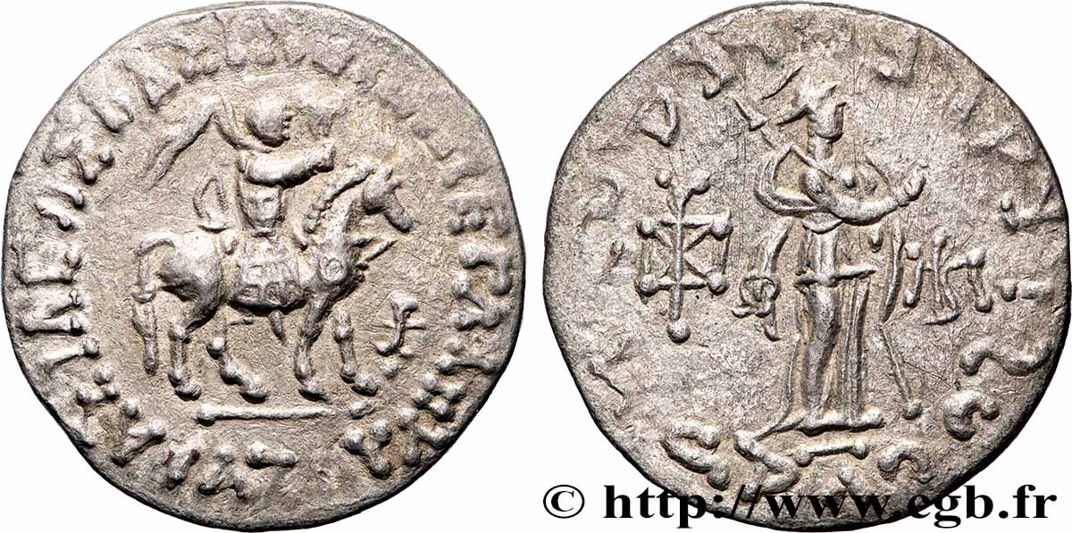 SCITIA - REINO INDO-SCITIA - AZES Tétradrachme bilingue MBC+