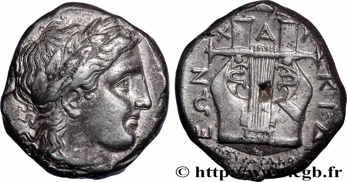 MACÉDOINE - LIGUE CHALCIDIQUE - OLYNTHE Tétradrachme TTB+/SUP