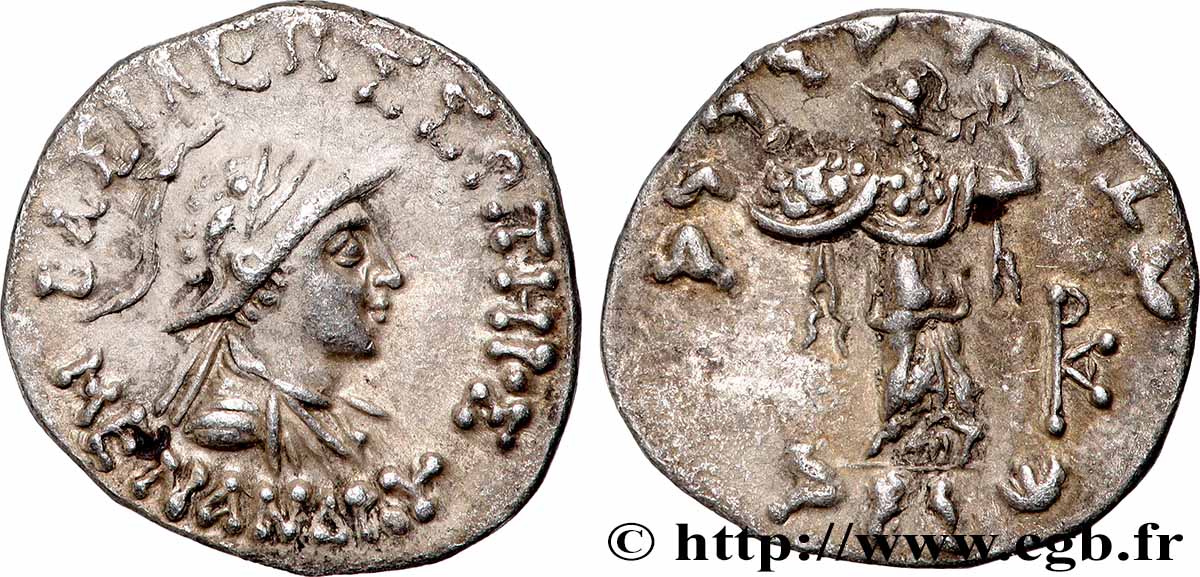 BACTRIA - BACTRIAN KINGDOM - MENANDER I SOTER Drachme bilingue AU