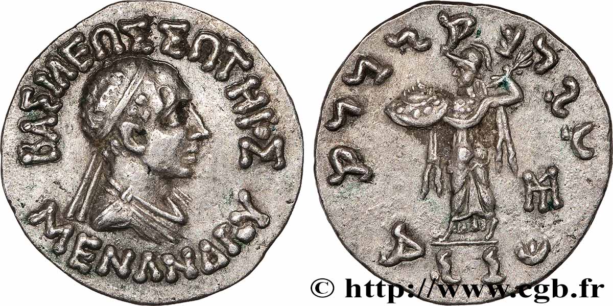 BACTRIA - BACTRIAN KINGDOM - MENANDER I SOTER Drachme AU/MS