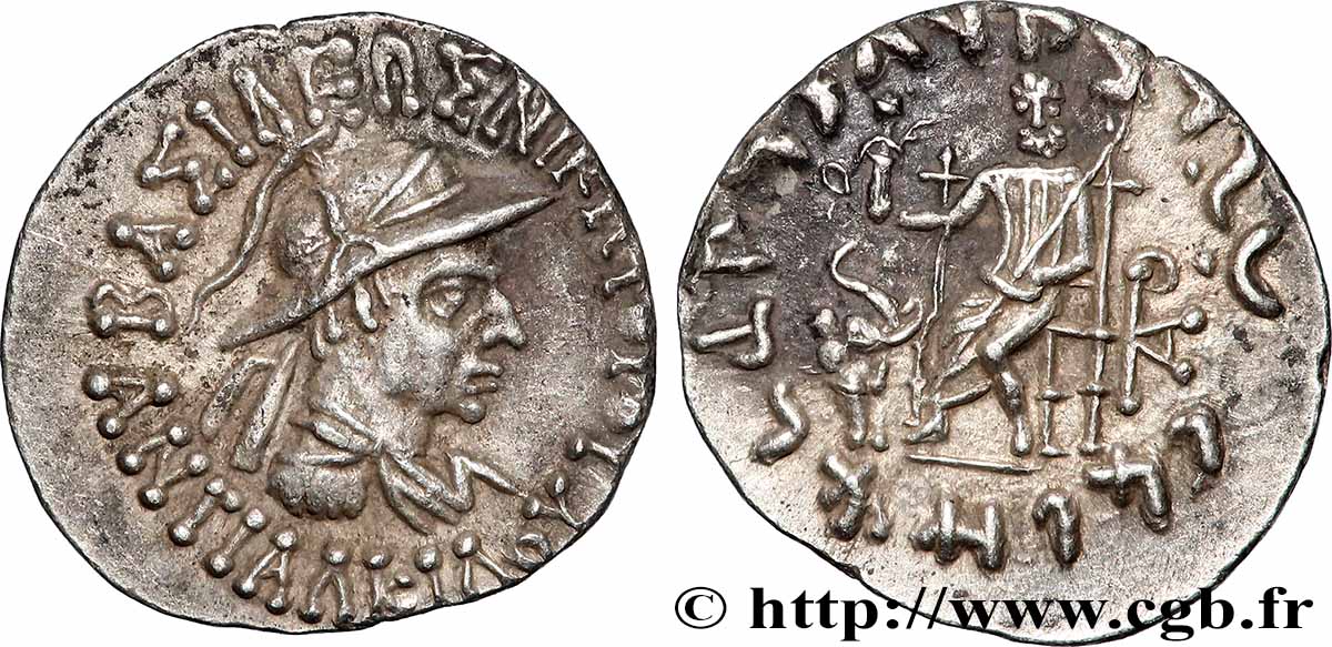 BACTRIA - BACTRIAN KINGDOM - ANTIALCIDAS Drachme bilingue AU