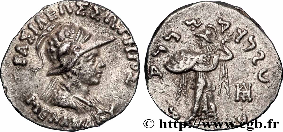 BACTRIA - BACTRIAN KINGDOM - MENANDER I SOTER Drachme bilingue AU/AU