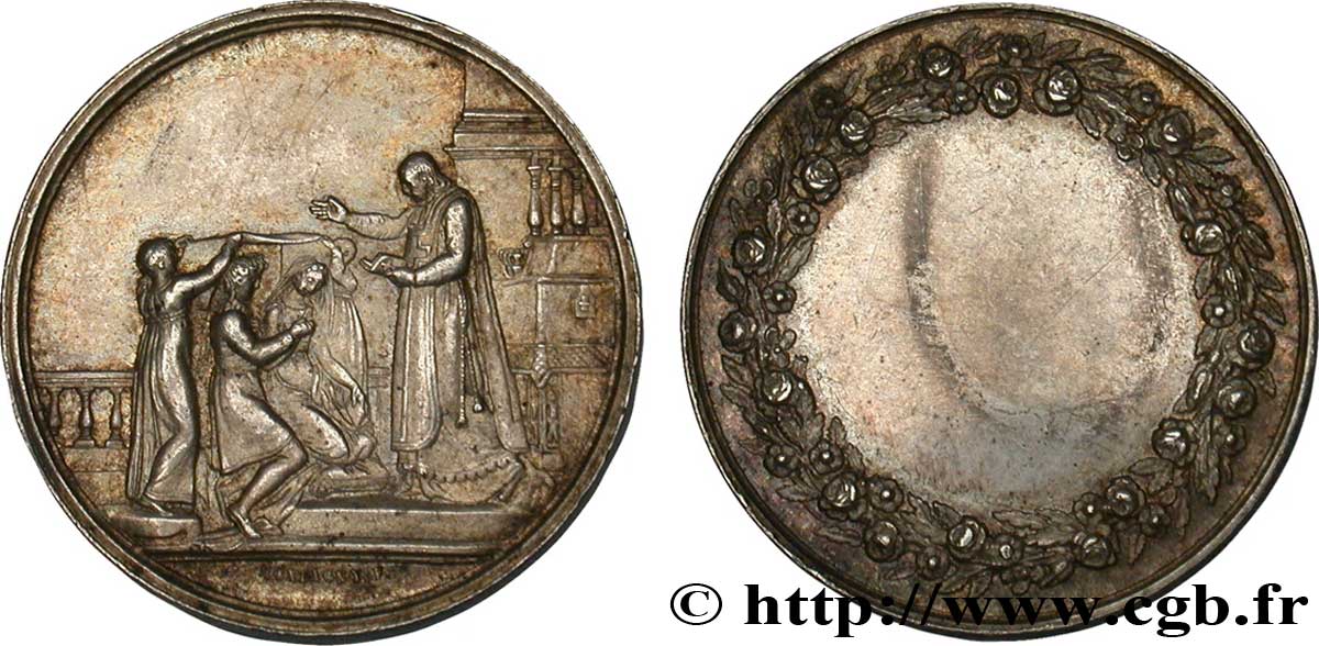 AMOUR ET MARIAGE Médaille de mariage AR 30 poinçon abeille SUP