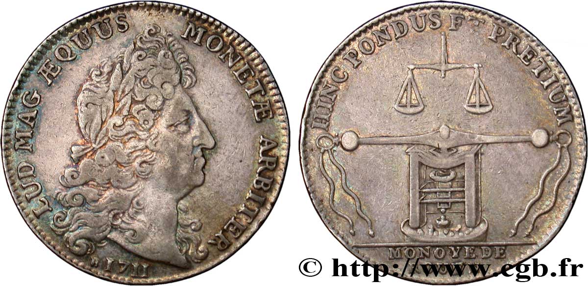 MONNAIE ET MONNAYEURS DE ROUEN Jeton Ar 30, Louis XIV TTB
