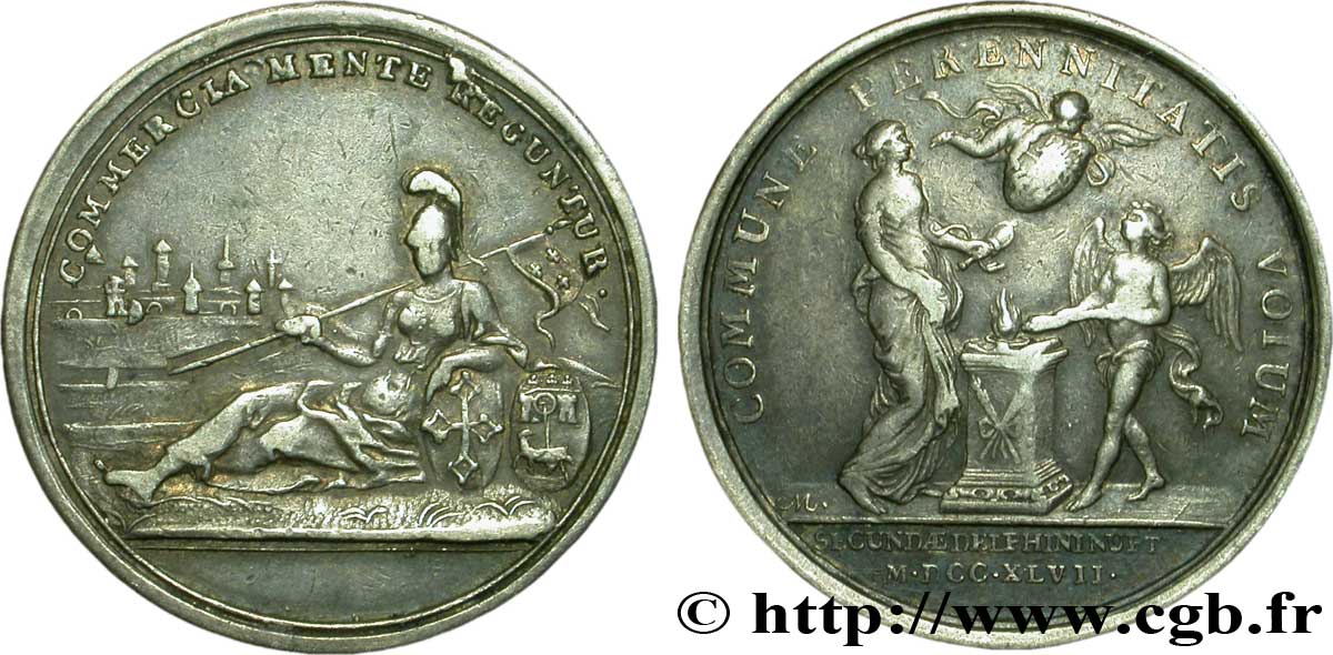 DAUPHINÉ - LOUIS IX, DAUPHIN Médaille Ar 31, mariage du dauphin Louis et de Marie-Josèphe de Saxe TB+