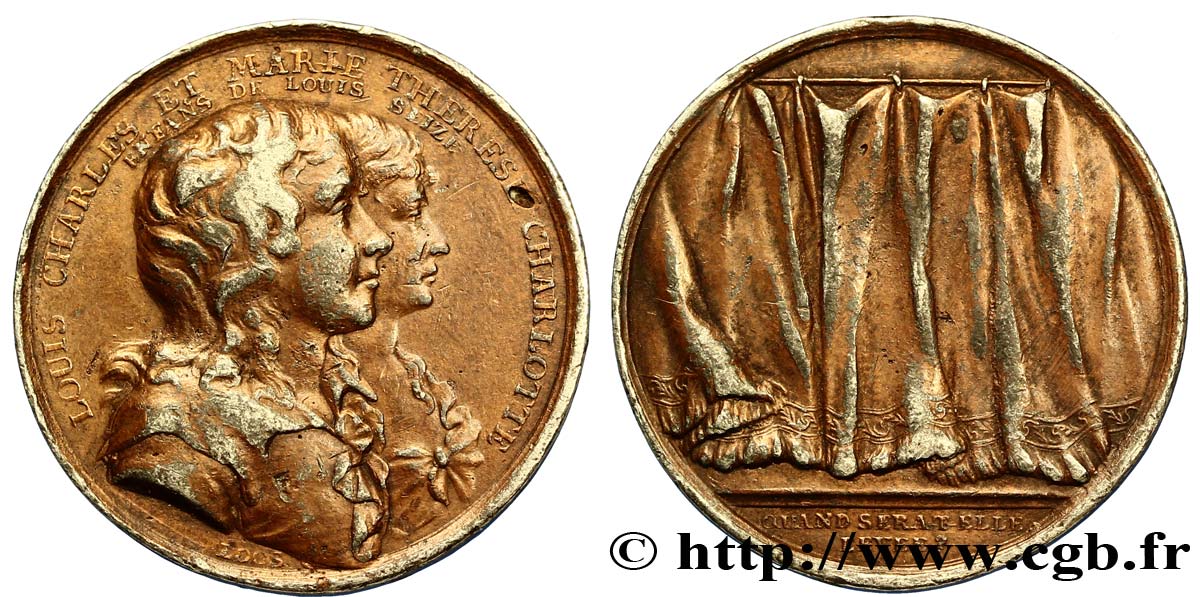 LOUIS XVII Les enfants de Louis XVI et de Marie-Antoinette,frappe en plomb TTB+