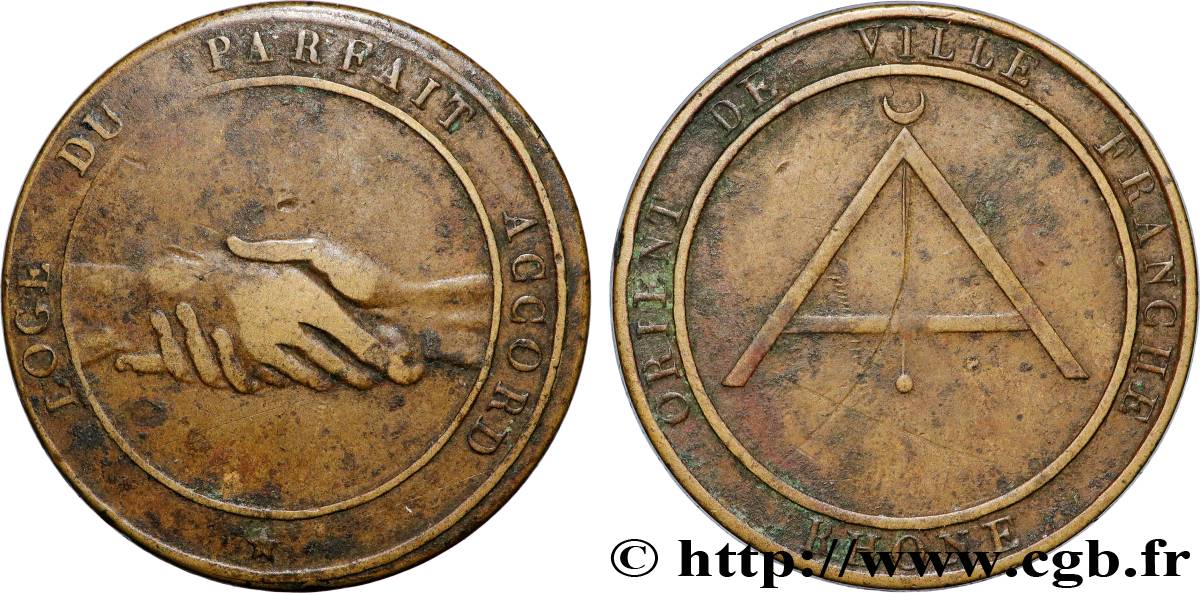 FRANC - MAÇONNERIE ORIENT DE VILLEFRANCHE-SUR-SAONE, LE PARFAIT ACCORD TB+