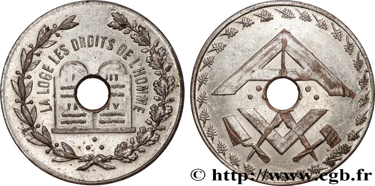 FRANC - MAÇONNERIE ORIENT DE PARIS, LES DROITS DE L’HOMME TTB+