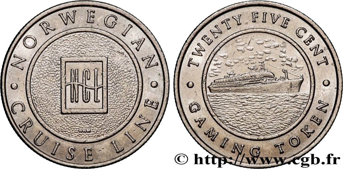 CASINOS AND GAMES Jeton de jeu, 25 centimes, Compagnie de croisière norvégienne AU