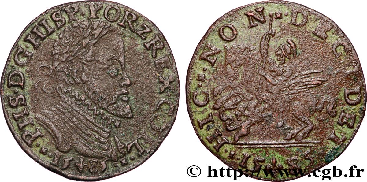 SPANISH NETHERLANDS - COUNTY OF HOLLAND - PHILIP II OF SPAIN Les États du Hainaut célèbre le succès des armées espagnoles XF