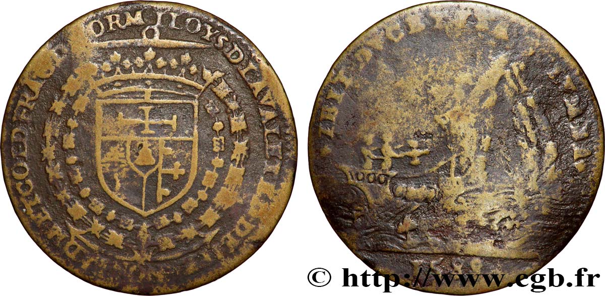 NORMANDIE (GOUVERNEURS DE...) Jeton Lt 28, Jean Louis Nogaret de La Valette, duc d’Épernon, gouverneur de 1587 à 1588 B+
