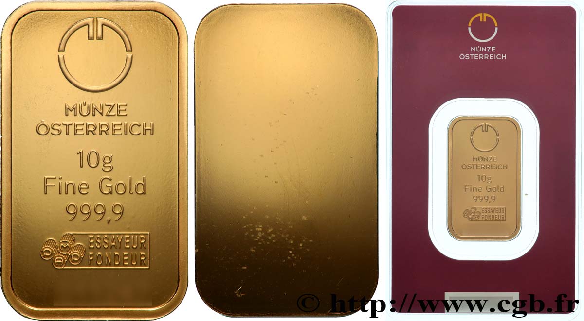 GOLD, PALLADIUM & PLATINUM INVESTMENT Lingotin de 10 grammes - OR 999,9 MS