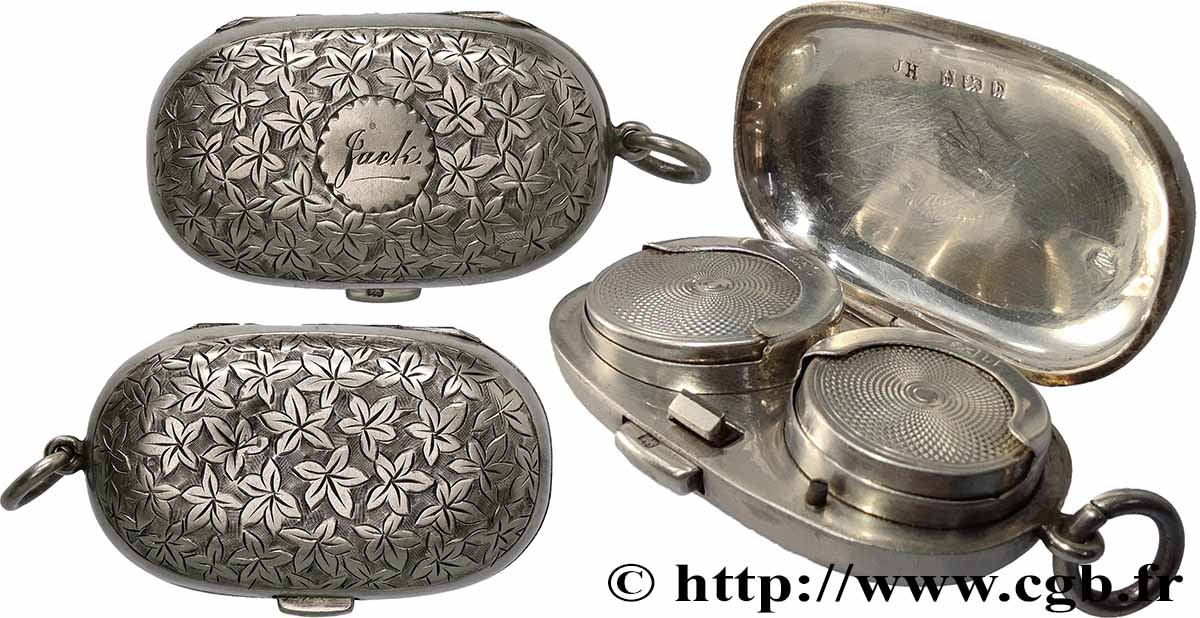 COIN PURSE, WALLET Porte-louis, Feuilles de lierre, Monogrammé AU