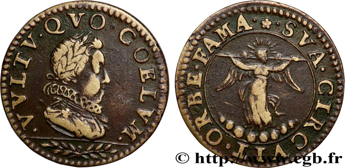 LOUIS XIII LE JUSTE Jeton en forme de double tournois TB+