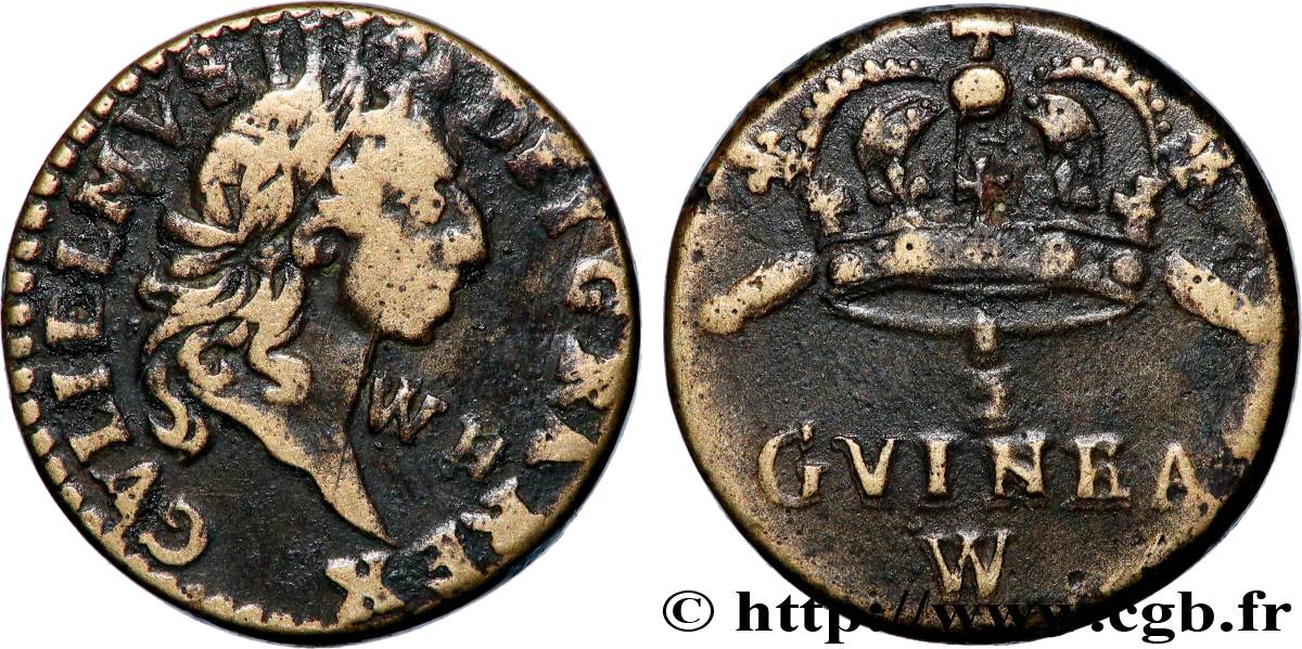 ANGLETERRE - POIDS MONÉTAIRE Poids monétaire pour la demi-guinée, Guillaume III MBC