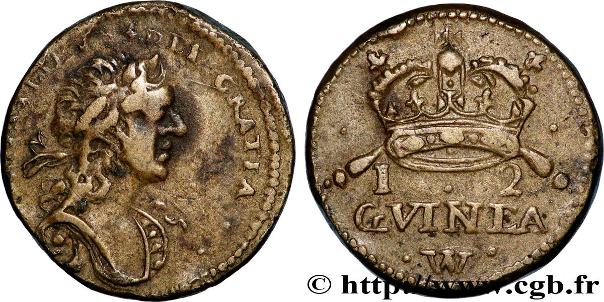 ANGLETERRE - POIDS MONÉTAIRE Poids monétaire pour la demi-guinée, Guillaume III TTB