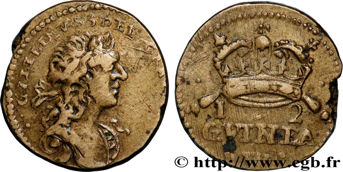 ANGLETERRE - POIDS MONÉTAIRE Poids monétaire pour la demi-guinée, Guillaume III SS